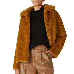 Noize Carly Faux Fur Coat Topaz Small